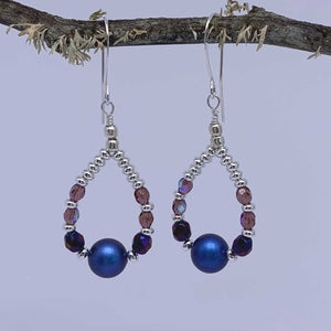 blue pearl silver earrings