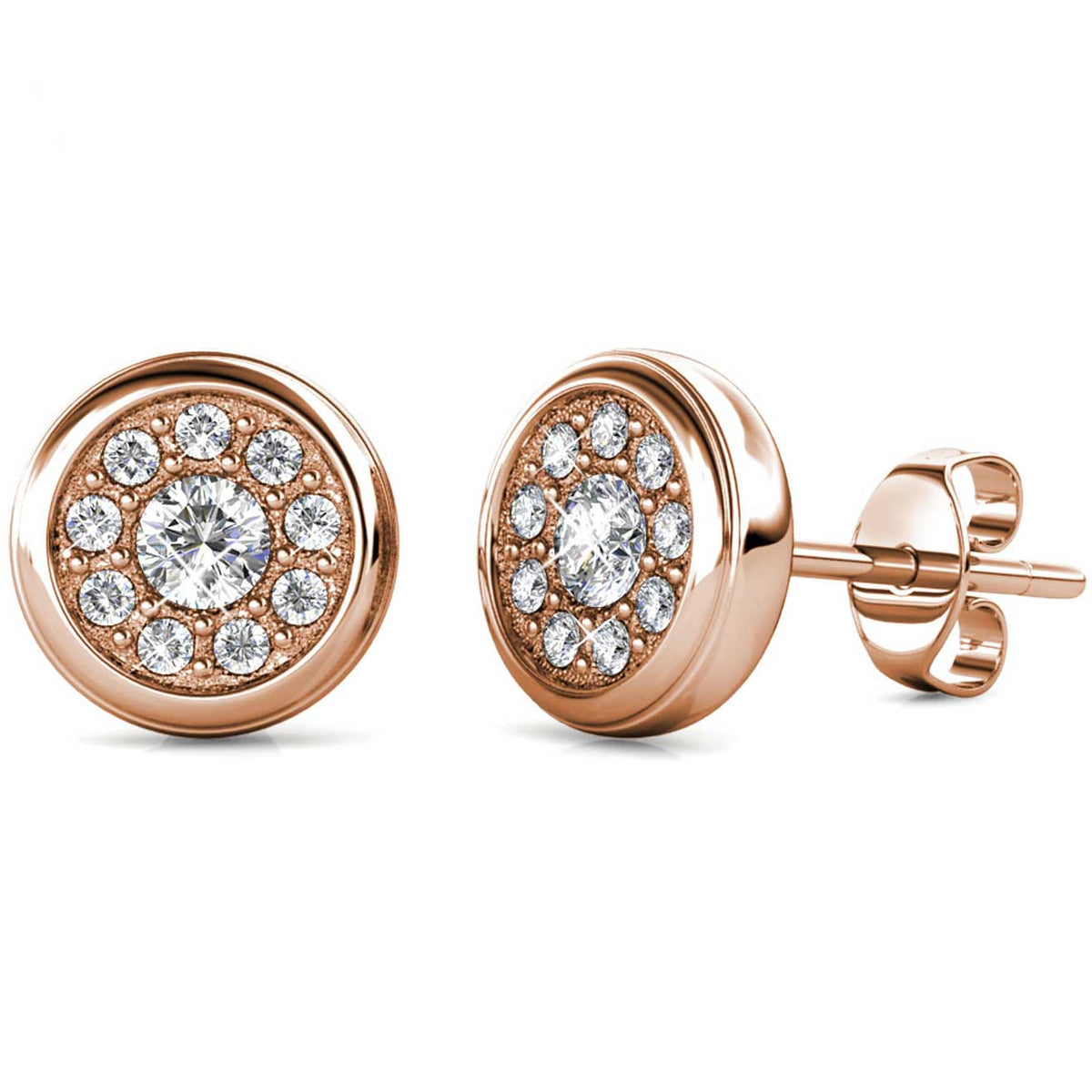 rose gold crystal stud earrings for women men