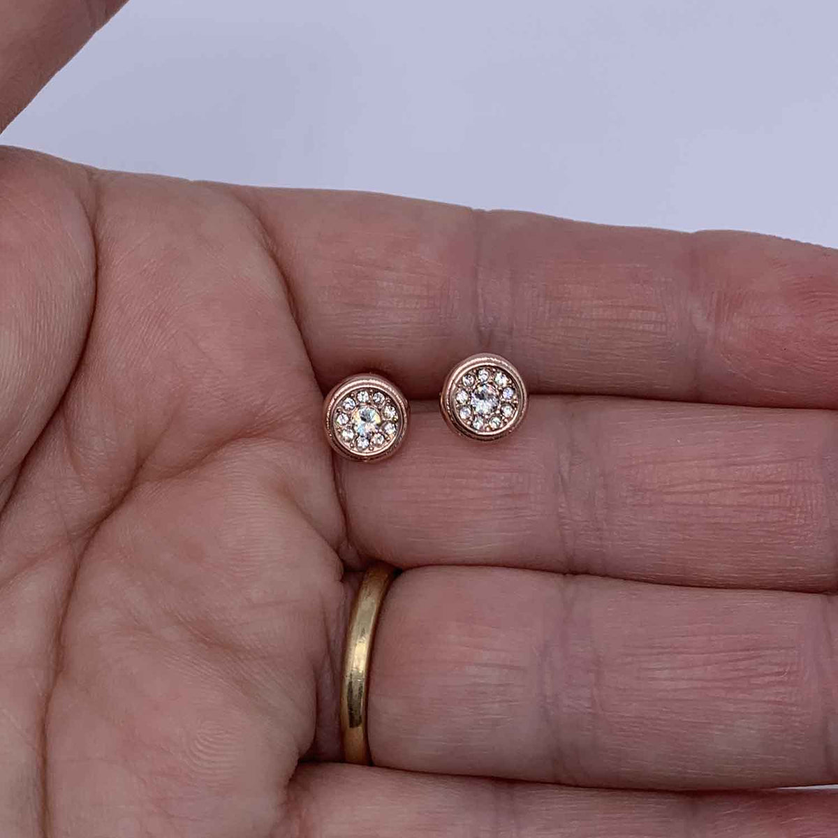 rose gold crystal stud earrings for women men