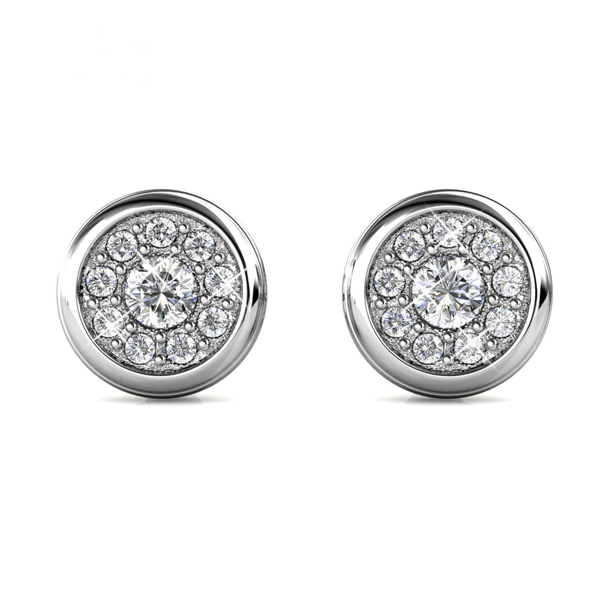 silver crystal stud earrings for women men