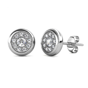 silver crystal stud earrings for women men