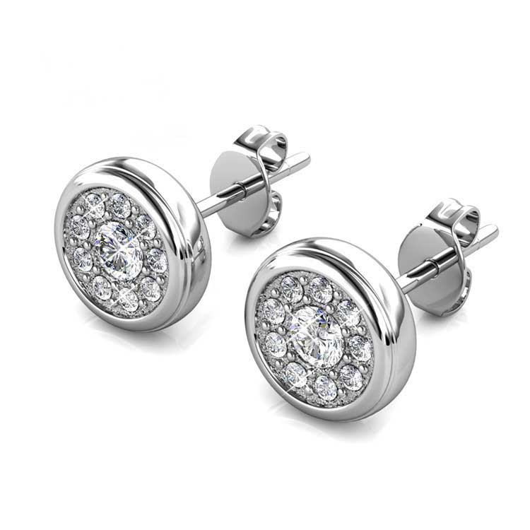 silver crystal stud earrings for women men