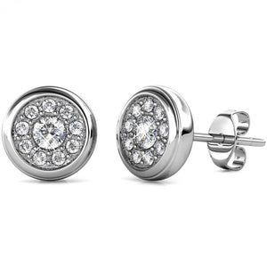 silver crystal stud earrings for women men