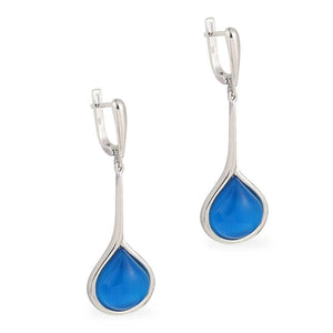 frenelle jewellery earrings silver blue drop huggies