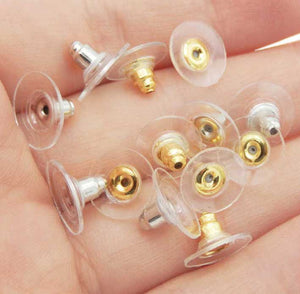 silver silicone comfort fit earring backs