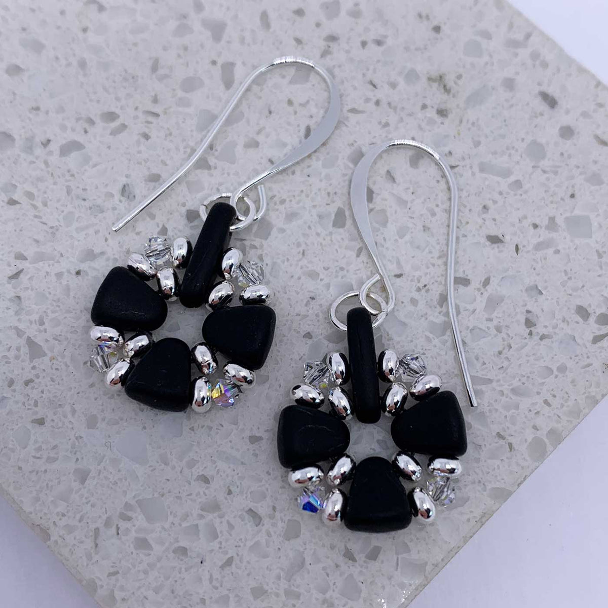 nz black and silver earrings