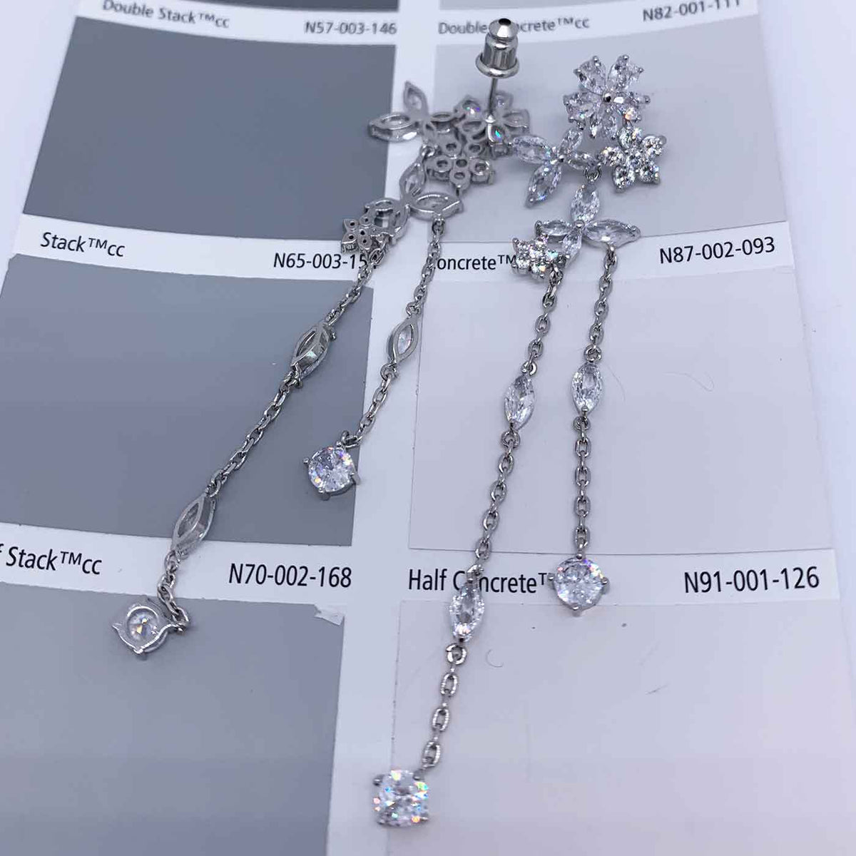 crystal silver tassel bridal earring