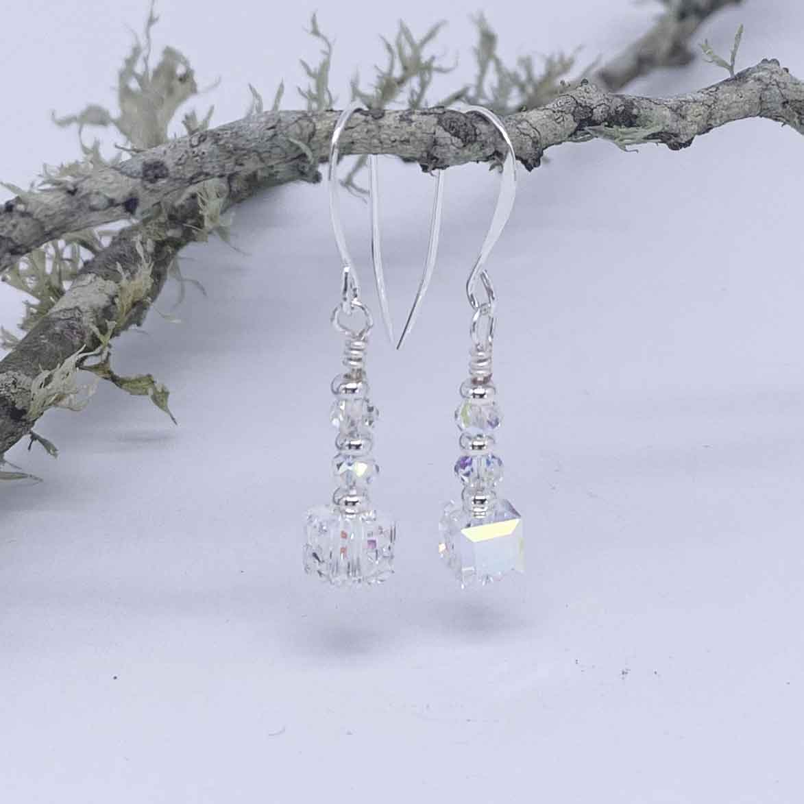 silver crystal bridal earrings NZ