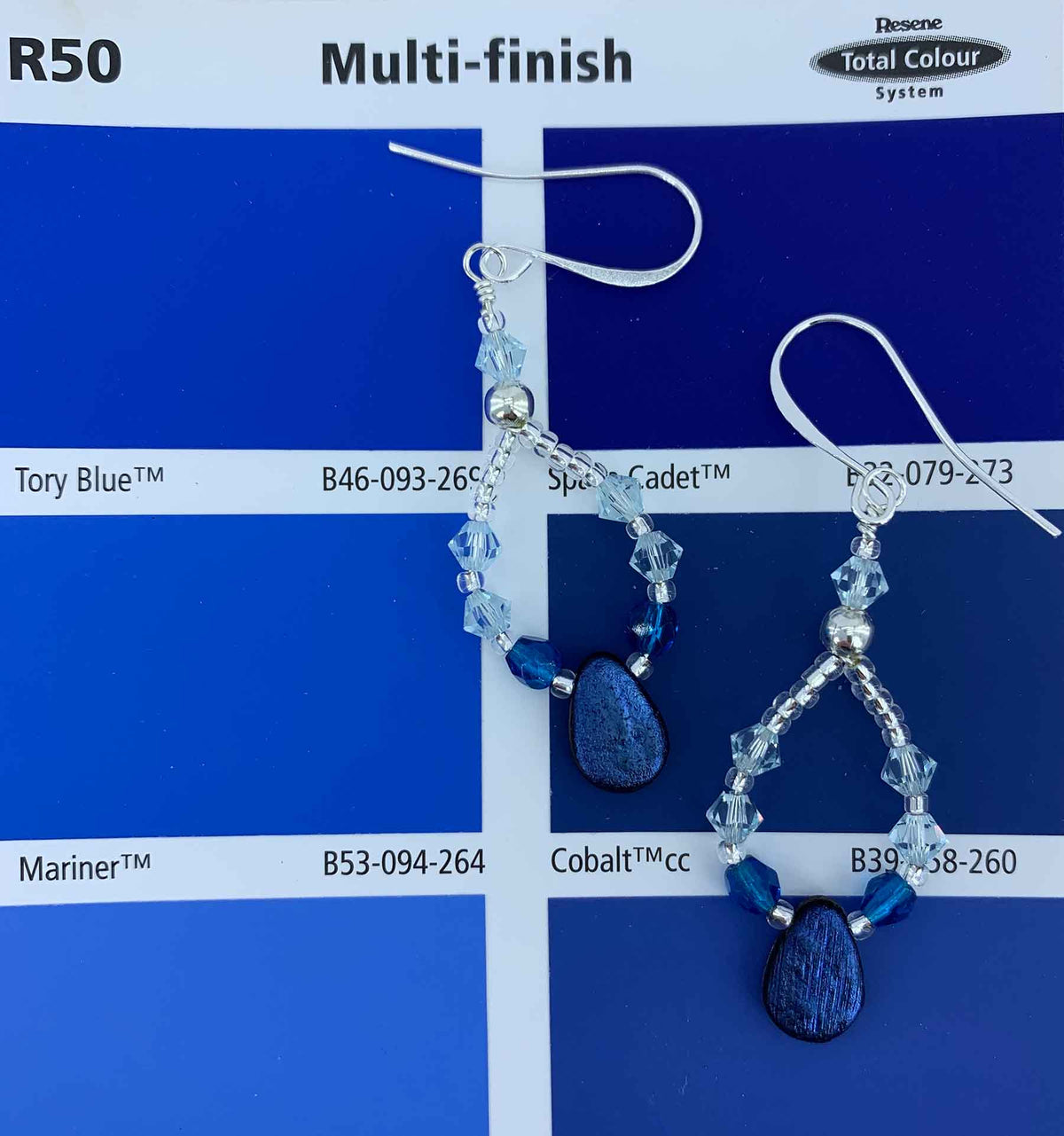 blue crystal silver drop earrings women