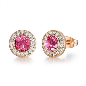 ROSE GOLD stud earring crystal pink for women