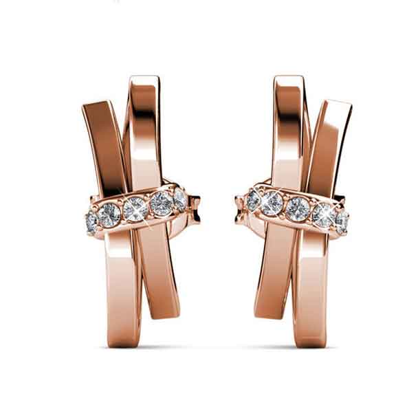 rose gold bow crystal earrings gift for women