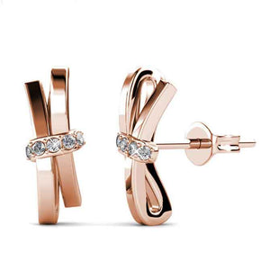 rose gold bow crystal earrings gift for women
