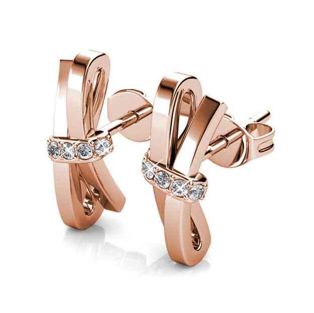 rose gold bow crystal earrings gift for women