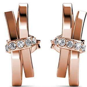 rose gold bow crystal earrings gift for women