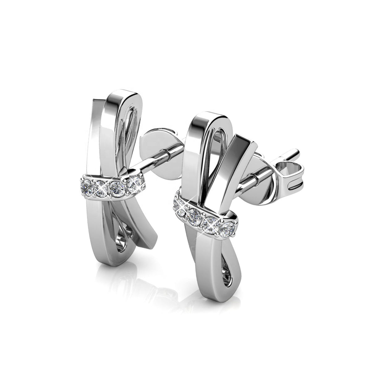 silver stud bow earringsjewellery for women crystal