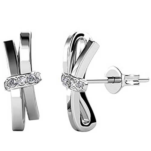 silver stud bow earringsjewellery for women crystal