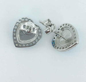 Blue heart opal silver earrings jewellery