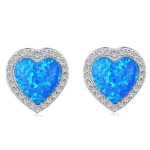 jewellery set blue opal silver earrings