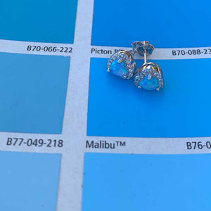 Blue heart opal silver earrings jewellery