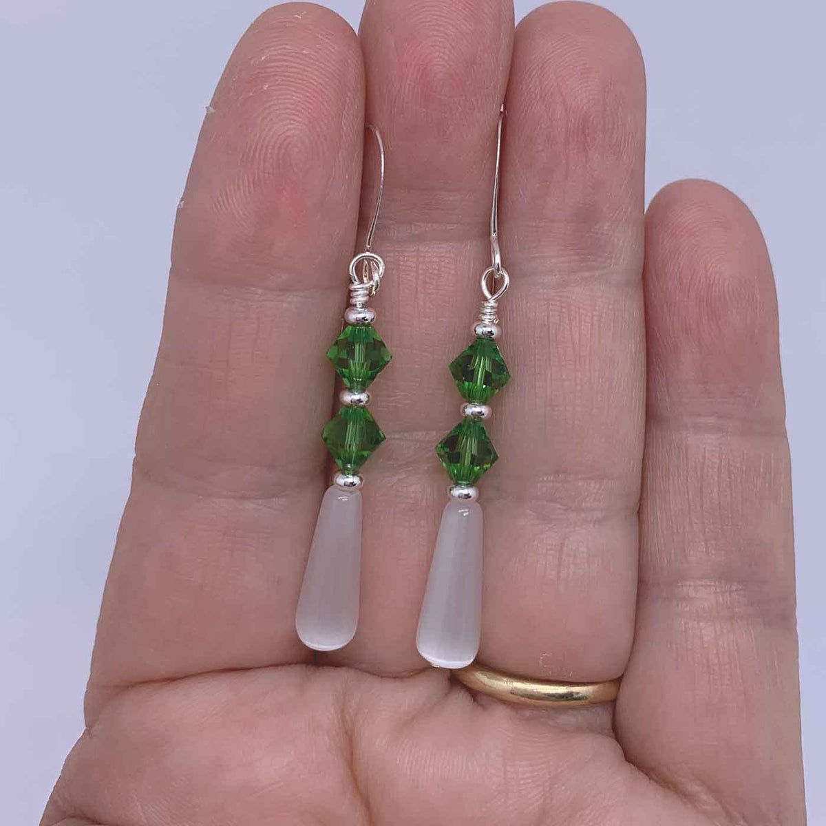 green crystal drop earrings jewellery nz