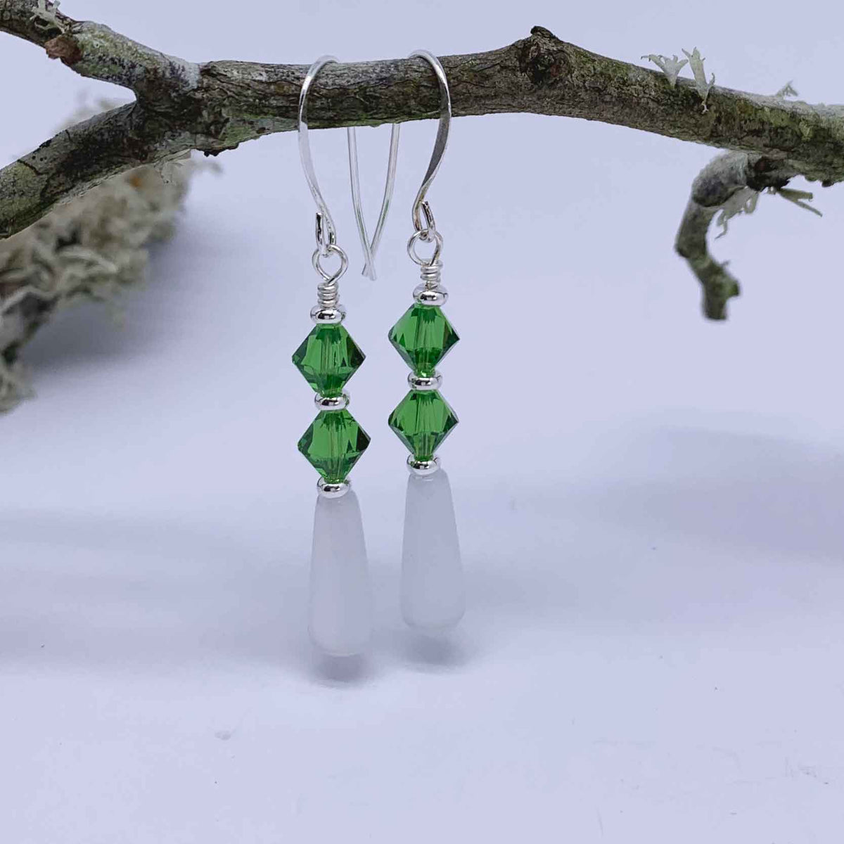 green crystal drop earrings jewellery nz