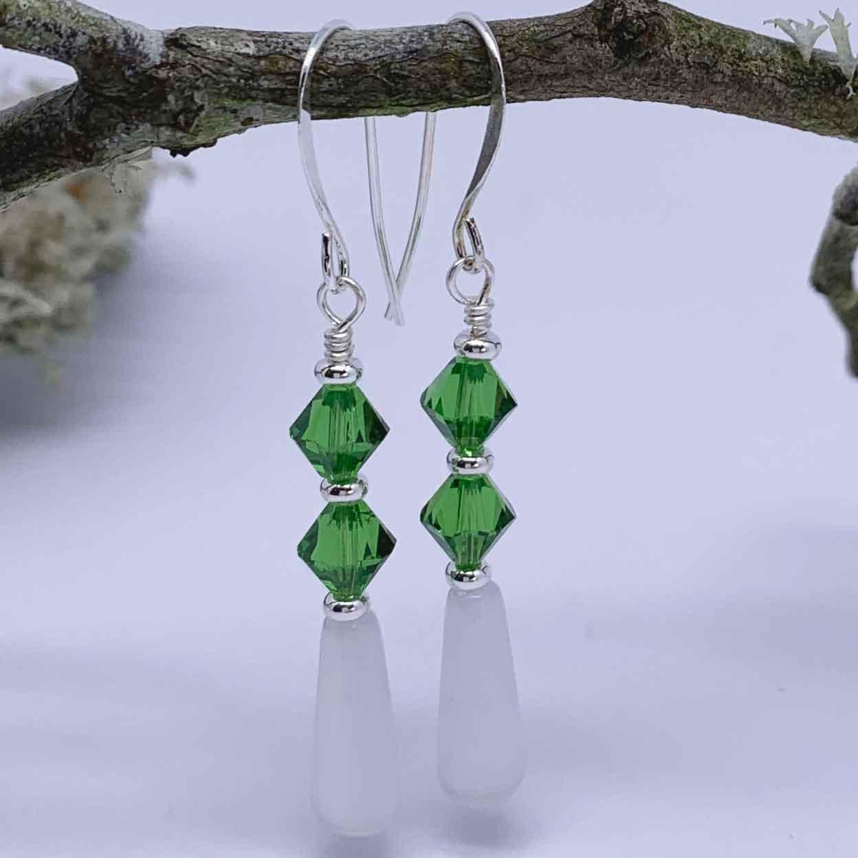 green crystal drop earrings jewellery nz