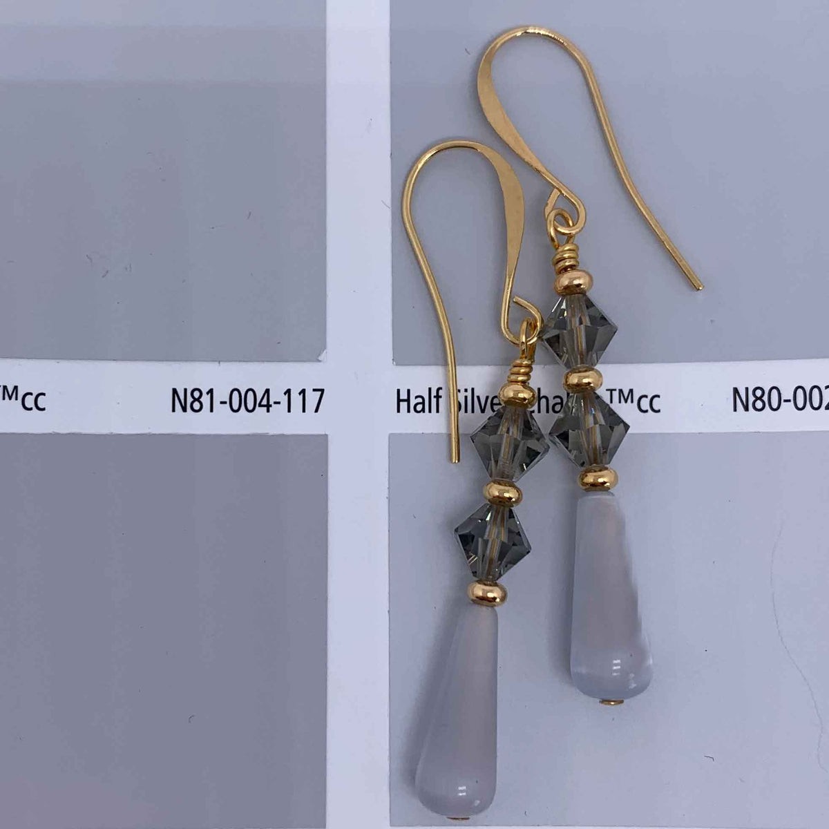 grey and gold drop earrings jewelery nz