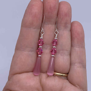 pink crystal drop earrings jewellery nz