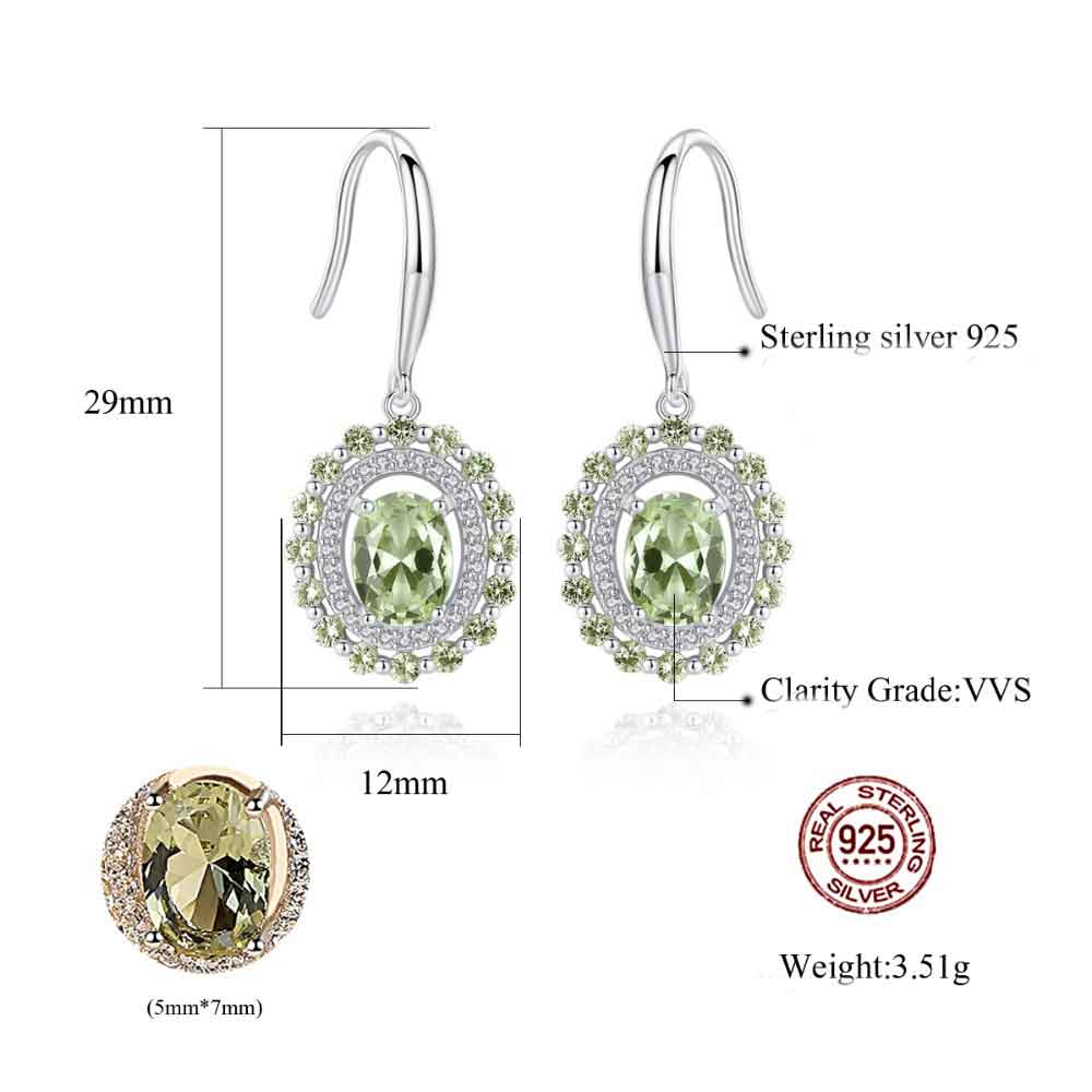 silver green crystal earrings