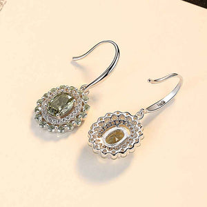 silver green crystal earrings