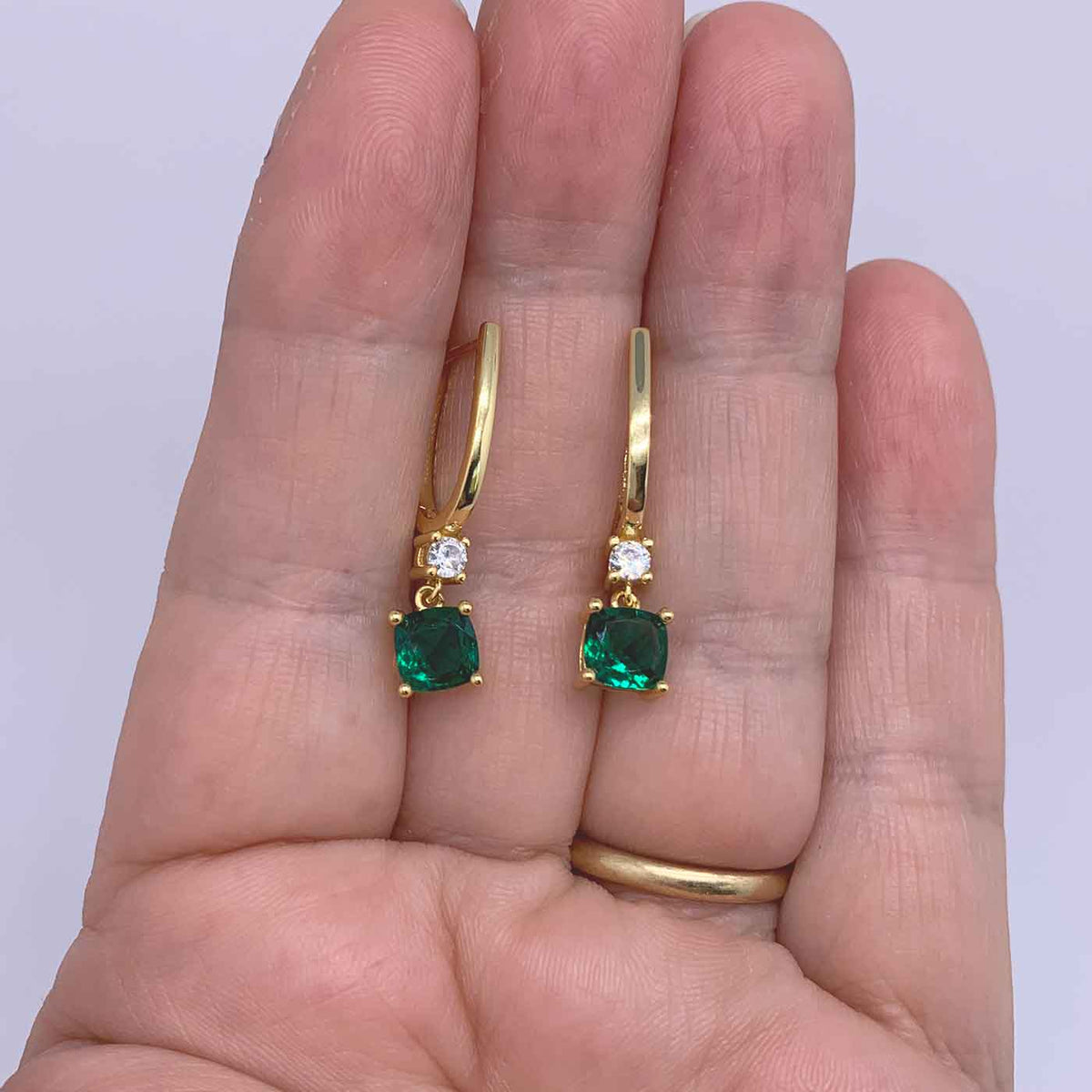 gold emerald drop earrings jewellery nz