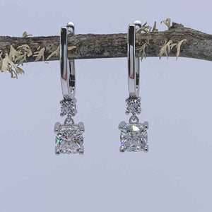 925 Sterling Silver Drop Moissanite Earrings "Cara"