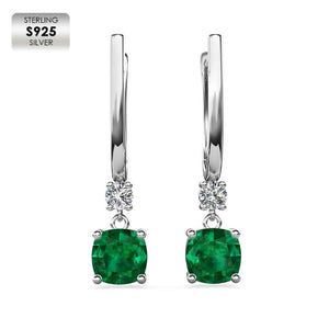 silver emerald huggie earrings jewellery nz
