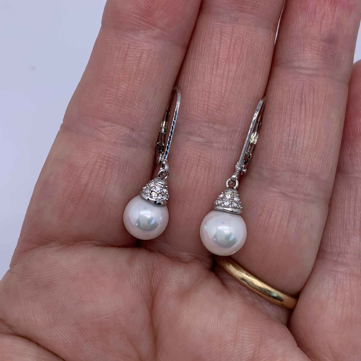 pearl crystal earrings bridal silver jewellery