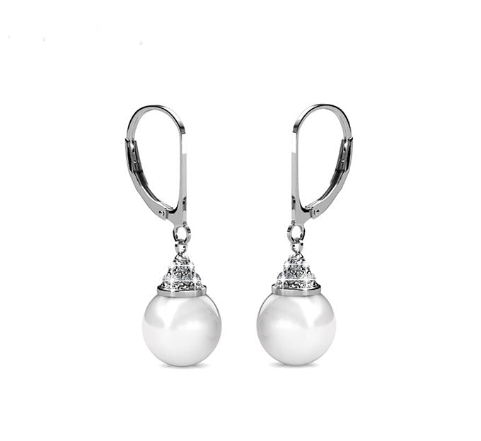 pearl crystal earrings bridal silver jewellery