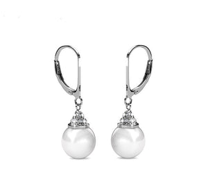 pearl crystal earrings bridal silver jewellery