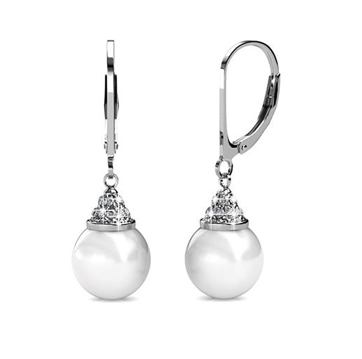 pearl crystal earrings bridal silver jewellery