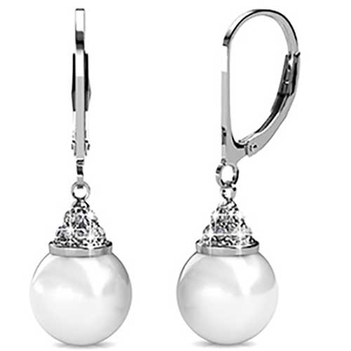 pearl crystal earrings bridal silver jewellery