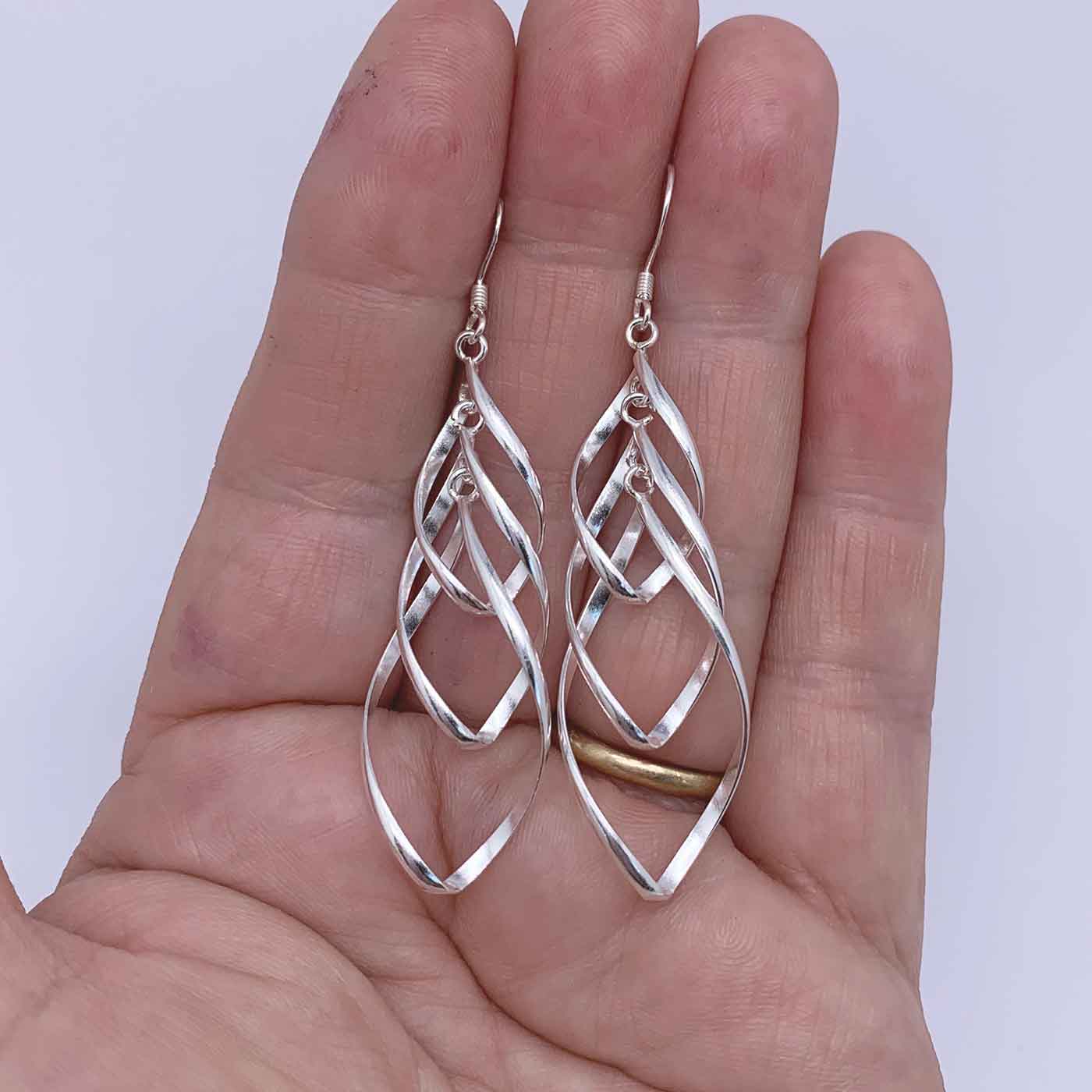 silver cascading earrings drop