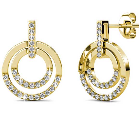 gold earrings crystal round for women