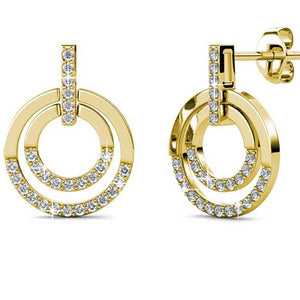 gold earrings crystal round for women