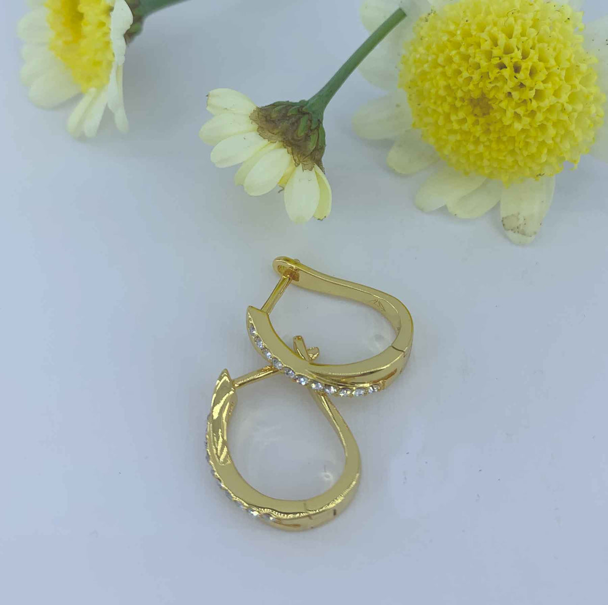 gold huggie crystal earring for women