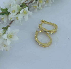 gold huggie crystal earring for women