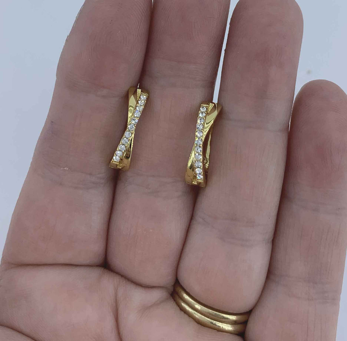 gold huggie crystal earring for women