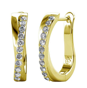 gold huggie crystal earring for women