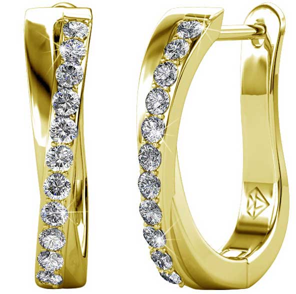 gold huggie crystal earring for women