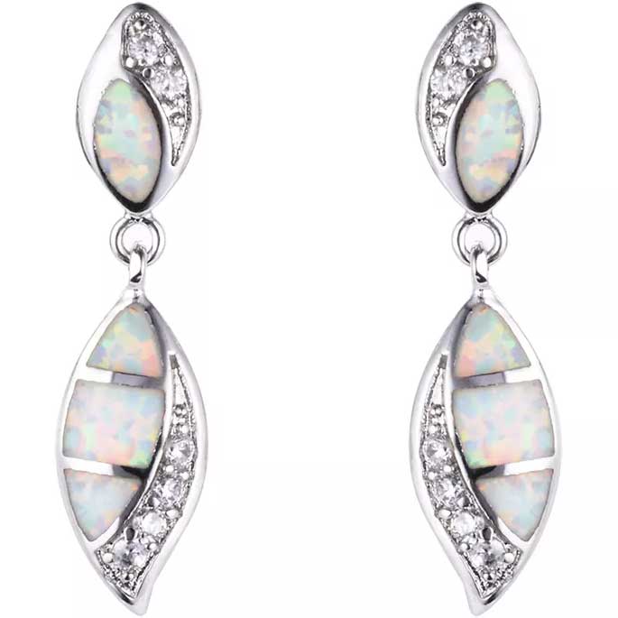 silver drop earrings opal jewellery women