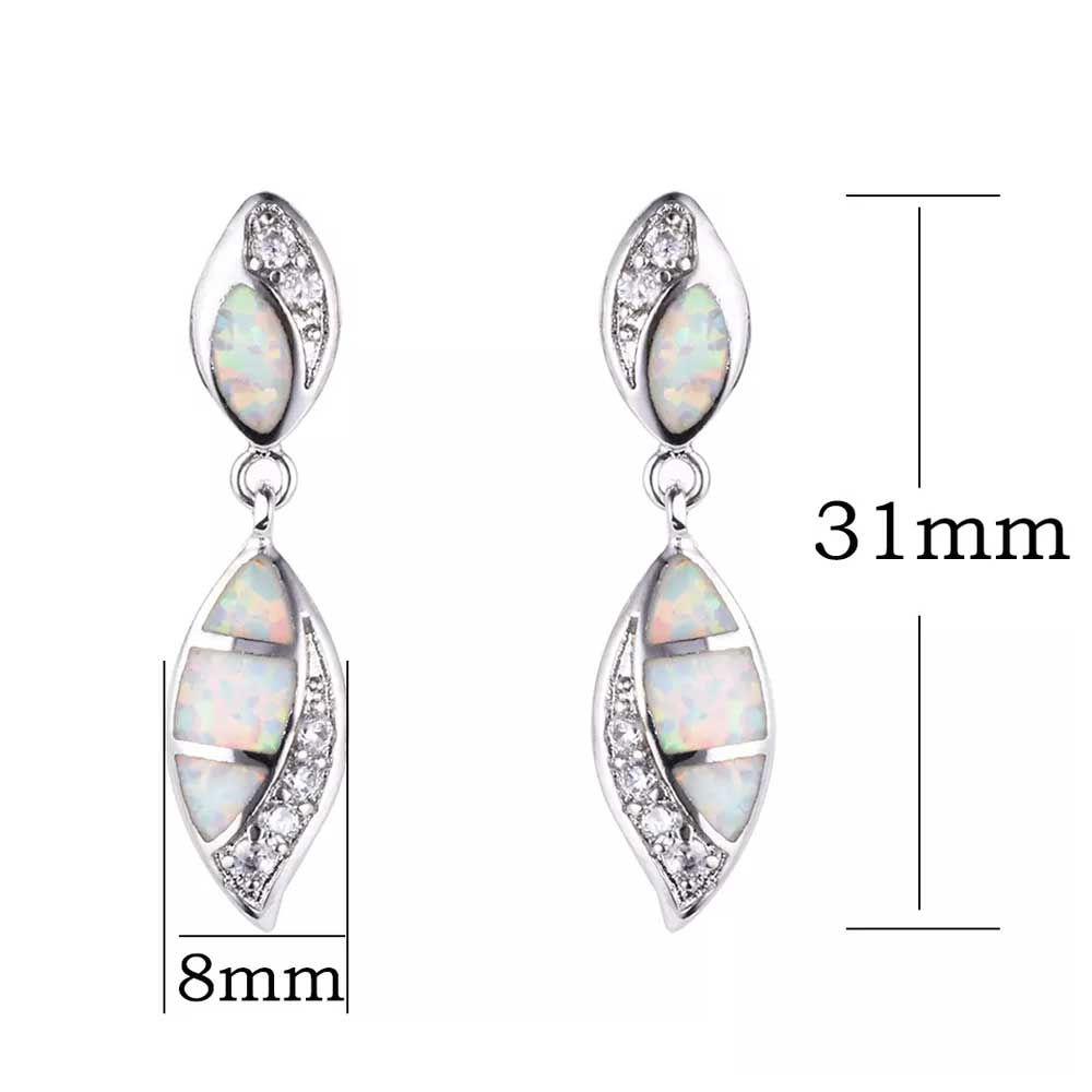 silver drop earrings opal jewellery women
