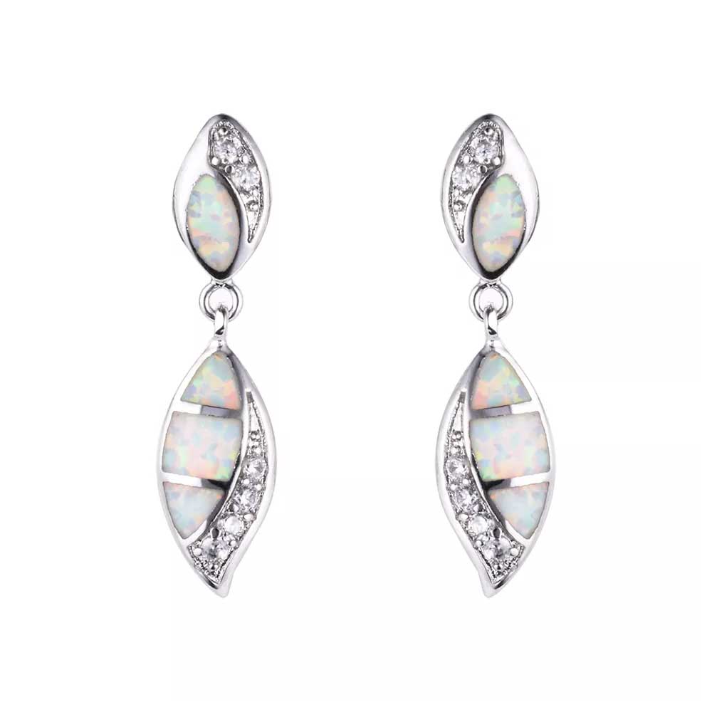 silver drop earrings opal jewellery women