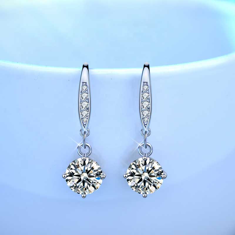 silver moissanite drop earrings jewellery women